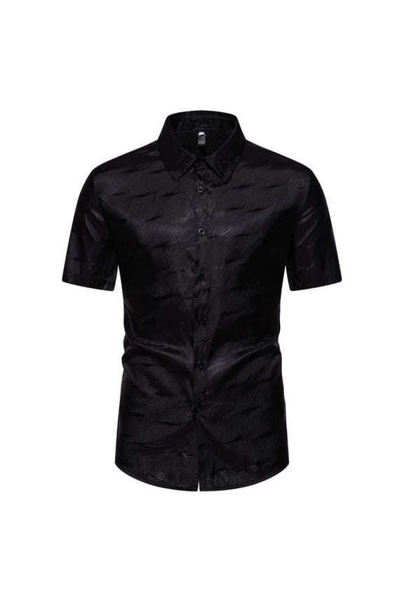 Work Shirts for Men Vintage Striped Print Summer Short Sleeve Button Down Graphic Tees Shirt Quick Dry Lightweight Collared Business T-Shirt Tops Black M