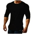 thumbnail image 1 of ZCFZJW Workout Shirts for Men Casual Fall Long Sleeve Basic Solid Color Crewneck Pullover Sweatshirts Strechy Breathable Muscle Fit Athletic Tees Tops Black XXL, 1 of 5