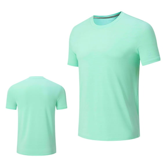 ZCFZJW Workout Shirts for Men Quick Dry Moisture Wicking Mens Gym Shirts Athletic T-Shirts Casual Solid Color Crew Neck Basic Tees Shirt Tops Mint Green L