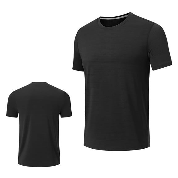 ZCFZJW Workout Shirts for Men Quick Dry Moisture Wicking Mens Gym Shirts Athletic T-Shirts Casual Solid Color Crew Neck Basic Tees Shirt Tops Black S