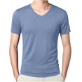 thumbnail image 1 of ZCFZJW Workout Shirts for Men Trendy Solid Color Summer Short Sleeve Quick Dry Athletic Gym Active T Shirt Moisture Wicking Tees Tops Light Blue XXXL, 1 of 6