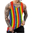 thumbnail image 1 of ZCFZJW Workout Tank Tops for Men Casual Tie Dye Colorful Striped Print Summer Sleeveless Vest Trendy Athletic Quick Dry Beach Hawaiian T-Shirts Multicolor#19 L, 1 of 5