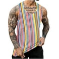 thumbnail image 1 of ZCFZJW Workout Tank Tops for Men Casual Tie Dye Colorful Striped Print Summer Sleeveless Vest Trendy Athletic Quick Dry Beach Hawaiian T-Shirts Multicolor#20 XXL, 1 of 5