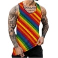 thumbnail image 1 of ZCFZJW Workout Tank Tops for Men Casual Tie Dye Colorful Striped Print Summer Sleeveless Vest Trendy Athletic Quick Dry Beach Hawaiian T-Shirts Multicolor#13 XL, 1 of 5