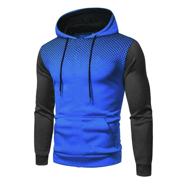 ZCFZJW Zip Up Hoodies for Mens Lightweight Fall Color Block Long Sleeve Hooded Sweatshirts Slim Fit Gym Workout Athletic Jackets with Pockets Blue L