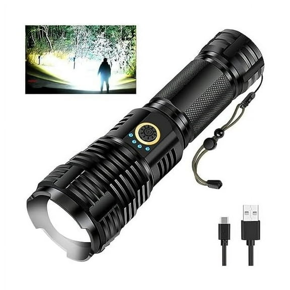 ZCFlashlights High Lumens, LED Flashlight Rechargeable Super Bright 40000 Lumens XHP70.2, High Power Tactical Flashlights, Powerful Handheld Emergency Flashlight for Camping Hiking Gift