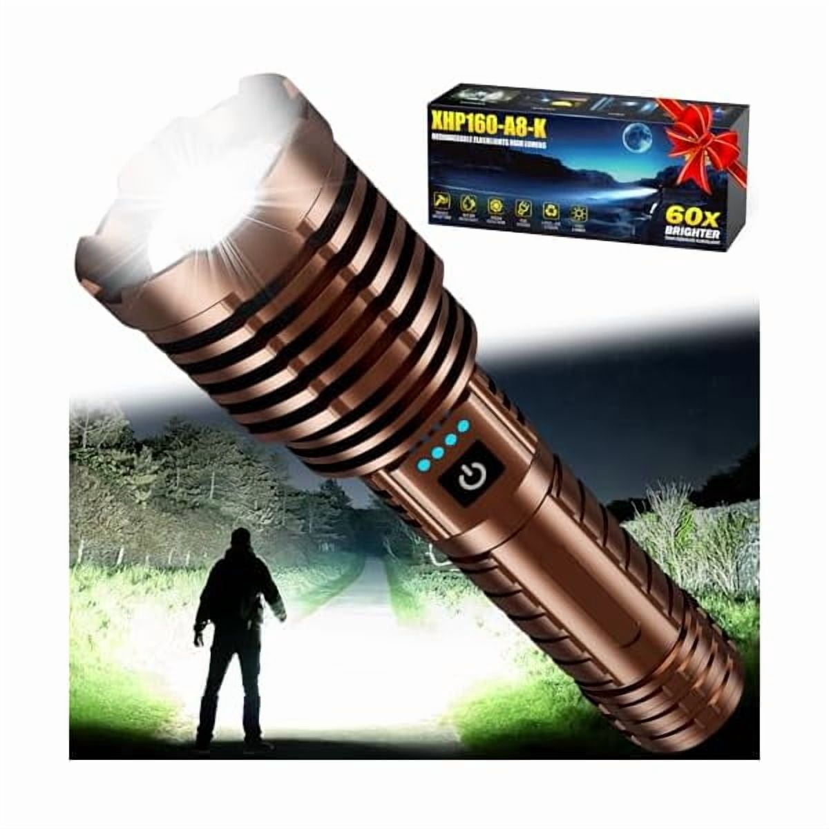 ZCFlashlights High Lumens Rechargeable, 2400000LM Super Bright Flash Light, 5 Modes LED Flashlight Adjustable, 31H Long Runtime, Handheld Waterproof Powerful Flashlight for Home Camping Hiking