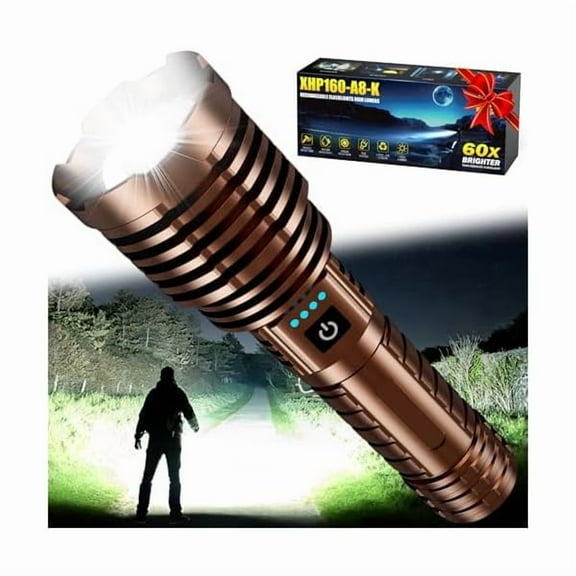 ZCFlashlights High Lumens Rechargeable, 2400000LM Super Bright Flash Light, 5 Modes LED Flashlight Adjustable, 31H Long Runtime, Handheld Waterproof Powerful Flashlight for Home Camping Hiking