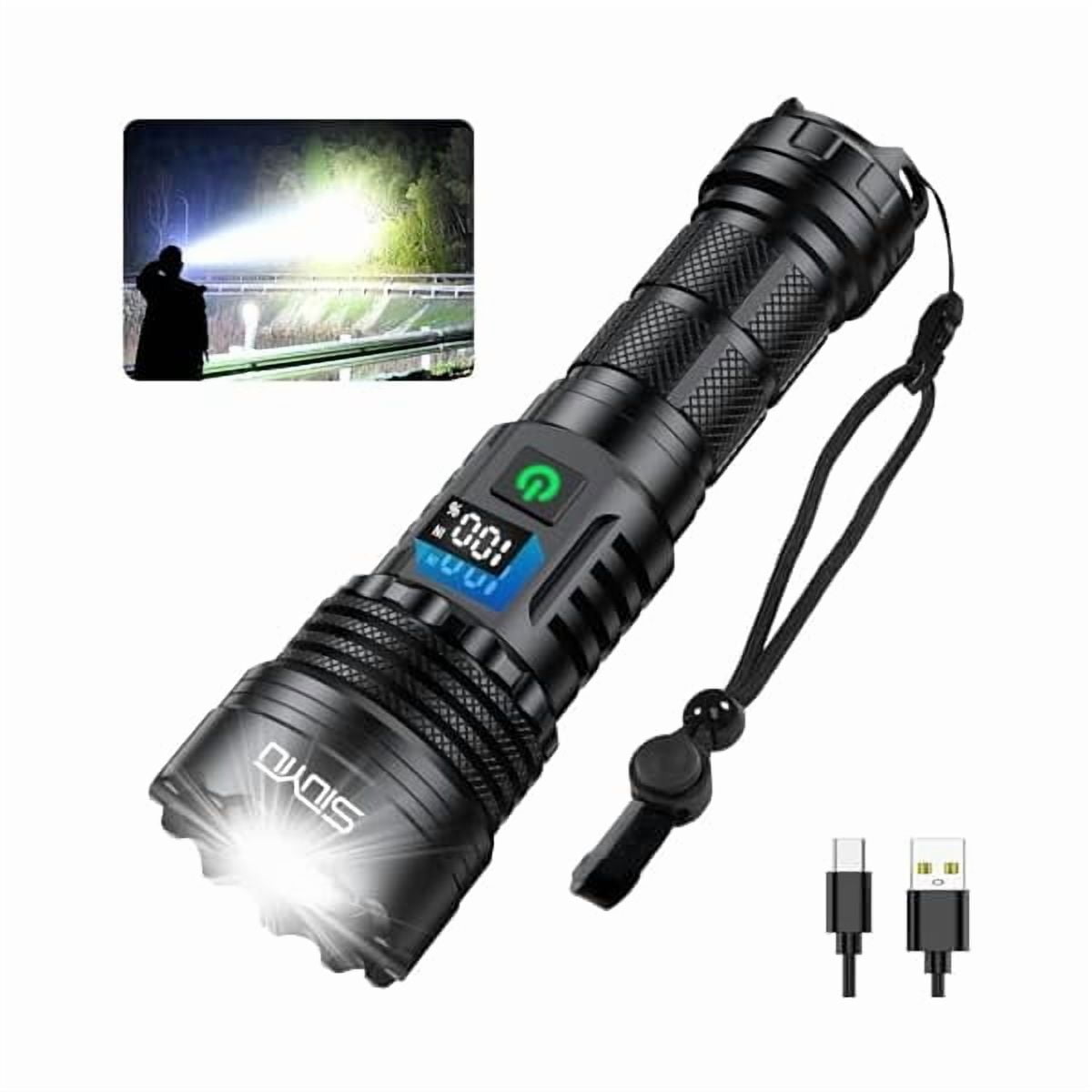 ZCFlashlights High Lumens Tactical, Rechargeable Flashlight, 200000 Lumens Super Bright Flash Light, IPX45 Waterproof, 5 Modes Flash Lights for Camping, Emergency, Outdoor, Home