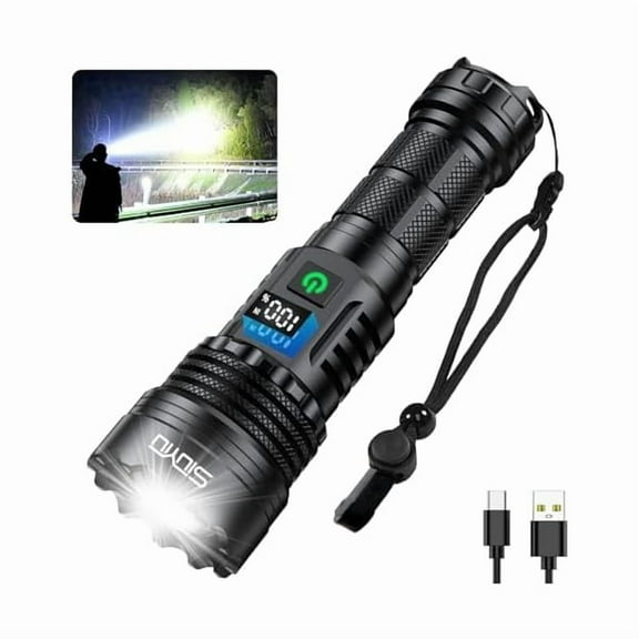 ZCFlashlights High Lumens Tactical, Rechargeable Flashlight, 200000 Lumens Super Bright Flash Light, IPX45 Waterproof, 5 Modes Flash Lights for Camping, Emergency, Outdoor, Home