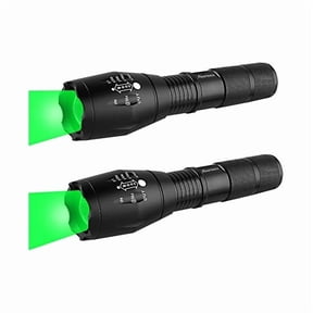 ZCGreen Hunting Flashlight Green LED Flashlight Green Handheld Light - Zoomable, Water & Shock Resistant Night Hunting Lights for Fishing Hog Pig Coyote Varmint Predator Rifle (2 Pack)