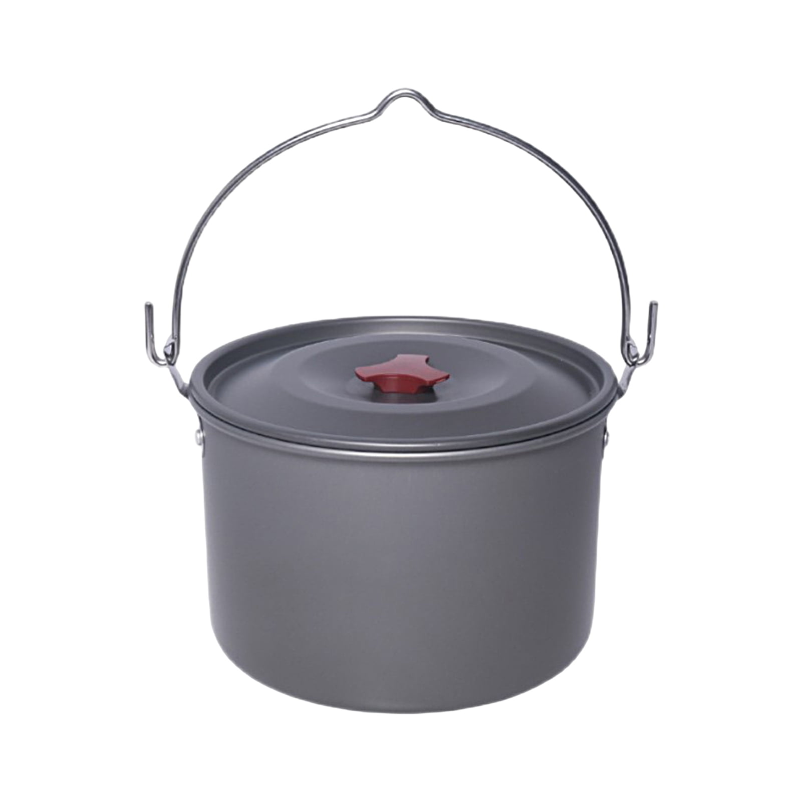 ZCKK 4L Picnic Handle Rustproof Food Grade Cauldron with Lid 5 8 People Aluminum Alloy Camping Cooking Pot Camping Equipment