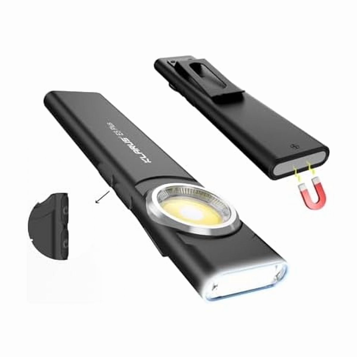 ZCKlarus E5 Plus - Ultra-Slim Dual Switch 3-Light Sources EDC Flashlight, 650 Lumens, USB-C Rechargeable, IPX4, Magnetic Base & Clip (Black)