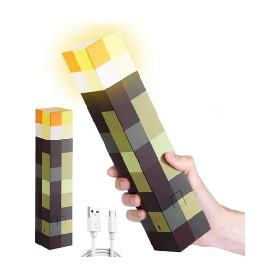 ZCLight-up Glowing Torch Lamp with 3 Lighting Levels - USB Rechargeable LED Flashlight Night Light,Torch Light with Wall Mount & Hand Held for Birthday Party Living Room Bedroom Gaming Decor