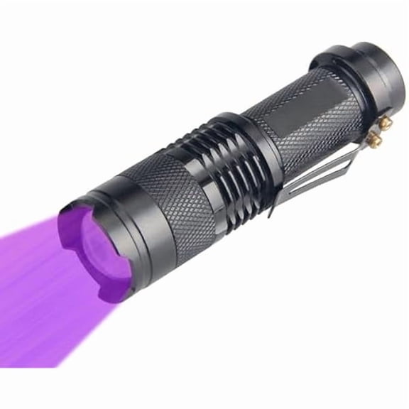 ZCMini Zoomable 3 Modes UV Blood Tracking Flashlights for Hunting Ultraviolet LED Blacklight Flashlight Pocket Torch for Money Detector, Cat-Dog-Pet Urine Detector (Battery not Included)