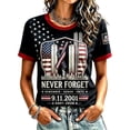 thumbnail image 1 of ZCNKMX Never Forget 911 2001-2026 Short Sleeve Tops for Women 9/11 25th Anniversary Shirt Patriotic American Flag Memorial Faith Tee Black L, 1 of 8