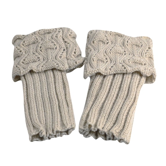 ZCNKMX Women's Crochet Knitted Boot Cuffs, Short Boots Socks with Warm Leg Warmers, Stylish and Cozy for Winter Outfits, Easily Fits Over Boots, Beige