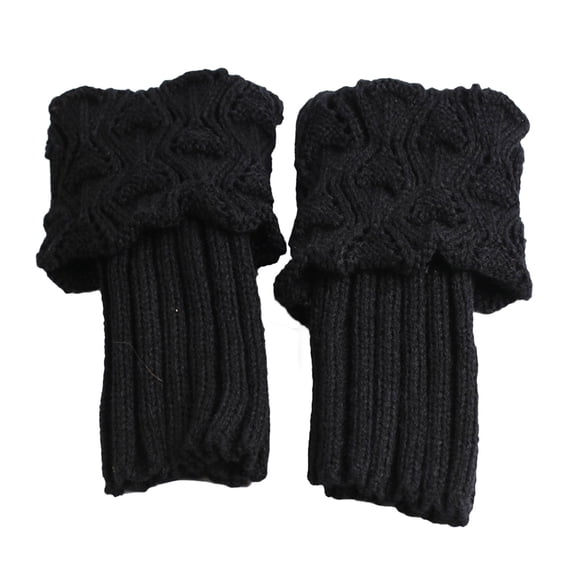 ZCNKMX Women's Crochet Knitted Boot Cuffs, Short Boots Socks with Warm Leg Warmers, Stylish and Cozy for Winter Outfits, Easily Fits Over Boots, Black