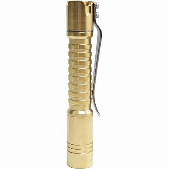 ZCPineapple Mini Flashlight,Nichia 519a R9080 4000K AAA Small LED Copper Flashlight by Reylight for Outdoor, Power Outage Lighting, Emergency Lighting, Without Batteries-Brass