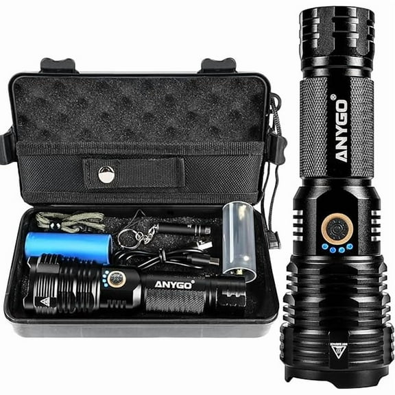 ZCRechargeable Flashlight High Lumens, 500000LM Super Bright LED Flash Light USB C, 5 Modes, Multi-functional Flash Light High Beam, High Powerd Zoomable linterna for Emergencies, Home and Camping