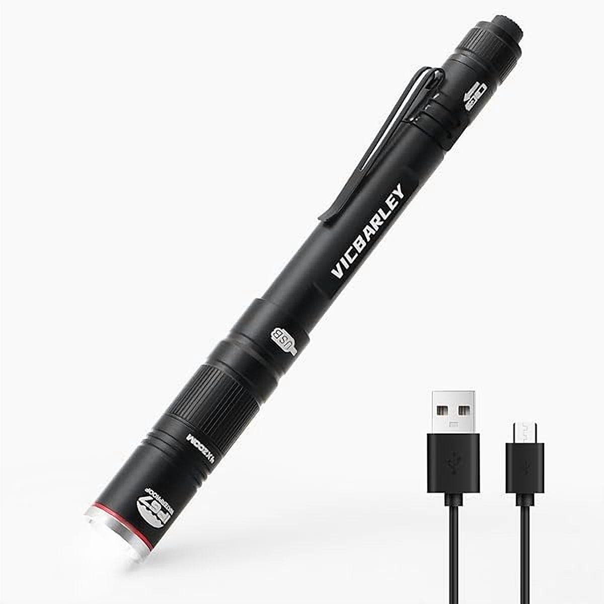 ZCRechargeable Pen Light, 300 Lumens LED Pocket Rechargeable Flashlight with Clip, Zoomable Waterproof Perfect for Emergency, Inspection, Repair, Camping (3 Lighting Modes)