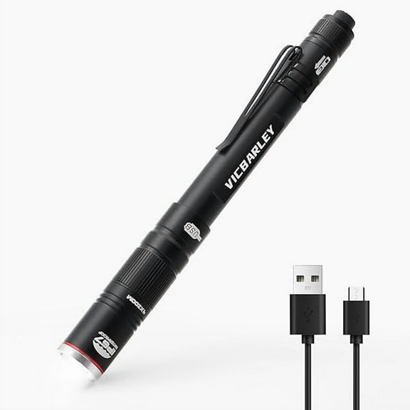 ZCRechargeable Pen Light, 300 Lumens LED Pocket Rechargeable Flashlight with Clip, Zoomable Waterproof Perfect for Emergency, Inspection, Repair, Camping (3 Lighting Modes)
