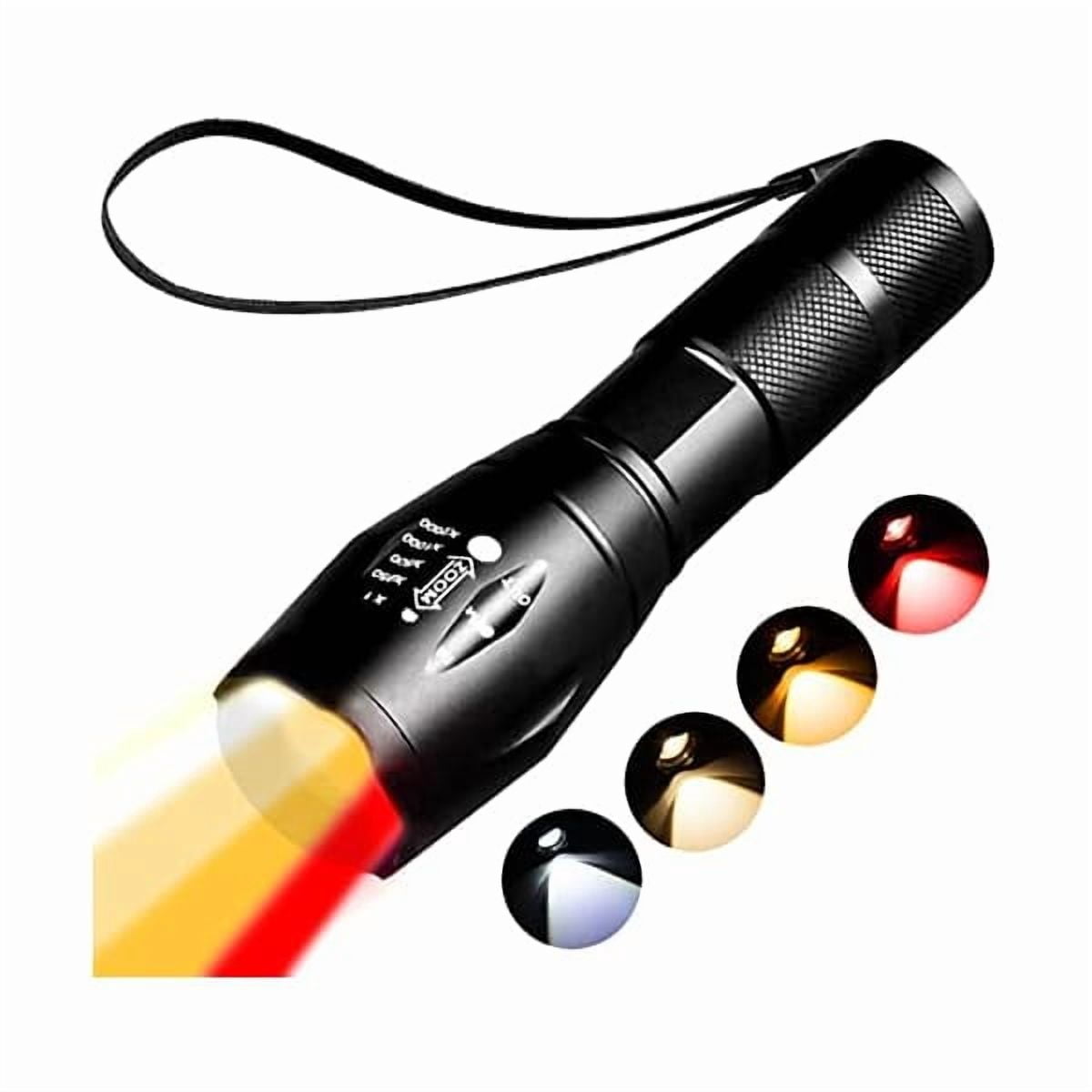 ZCRed Light Tactical Flashlight, 4 in 1 White, Yellow, Amber, Red Light ...