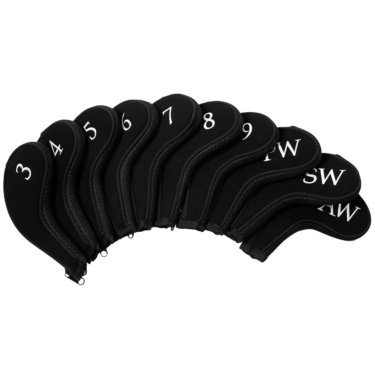 ProActive Sports Golf Zippered Closure System Set Black Headcover New
