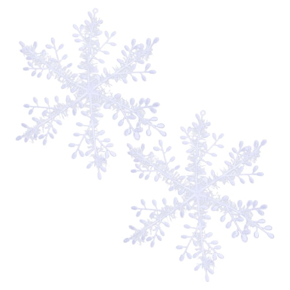 ZCSKFIN 2Pcs Large Glitter Snowflake Ornaments, White Plastic Hanging Snowflakes for Christmas Tree Decorations, Winter Wedding Accents and Craft Decor, Sparkling Seasonal Embellishments