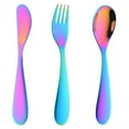 thumbnail image 1 of ZCSKFIN 3-Piece Small Stainless Steel Flatware Set in Assorted Colors, Polished and Dishwasher Safe Utensils Include Spoon, Fork, and Knife, Durable for Daily Meals, 1 of 4