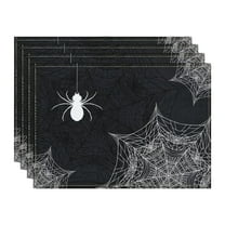 ​​ZCSKFIN 4Pcs Halloween Placemats Set, Seasonal Spooky Designs Table Mats for Kitchen Dining Room Decoration Dinner Party Table Setting Festive Holiday Decor​