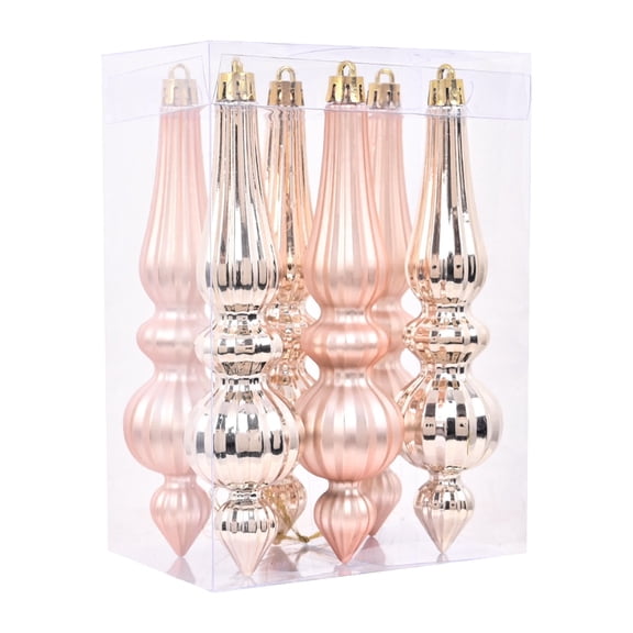 ZCSKFIN 6-Piece Conical Shape Christmas Ornaments, Plastic Finial Drop Xmas Hanging Pendants for Tree Decor, Elegant and Lightweight Decorations for a Festive Holiday Theme