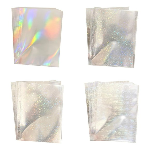 ZCSKFIN A5 6-Ring Photo Sleeves with Double 4-Pocket Design, Flashing Card Sleeves, Photocard Protector Pages for Albums, Clear PVC Sheets for Organizing and Displaying Photos