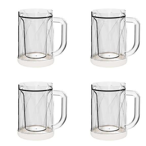ZCSKFIN Double layered beer glass, Frozen Beer Mugs for Freezer Double Wall Gel Frosty Freezer Mugs Beer Ice Mugs for Freezer Drinking Freezer Cups Clear Plastic Beer Mugs with Handle, 16 oz
