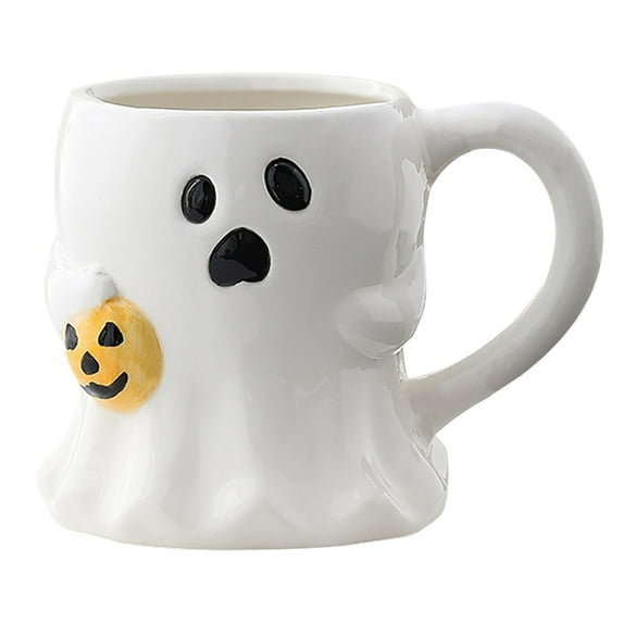 ZCSKFIN Halloween Ceramic Mug Ghost Design Themed Seasonal Beverage Cup for Halloween Parties Festive Gatherings Spooky Decor Dishwasher Safe Microwave Safe Drinkware