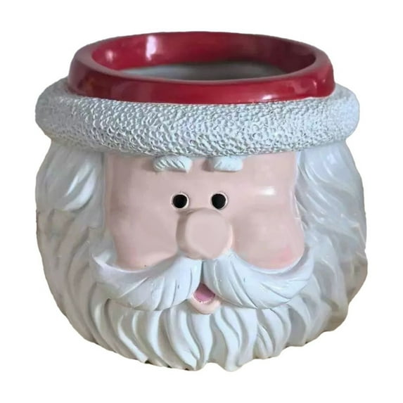 ZCSKFIN Santa Head Planter with Snowman Resin Design, Cute Tabletop Flowerpot for Christmas Home Decor, Red and Black Hat Decoration as a Festive Container for Small Potted Plants
