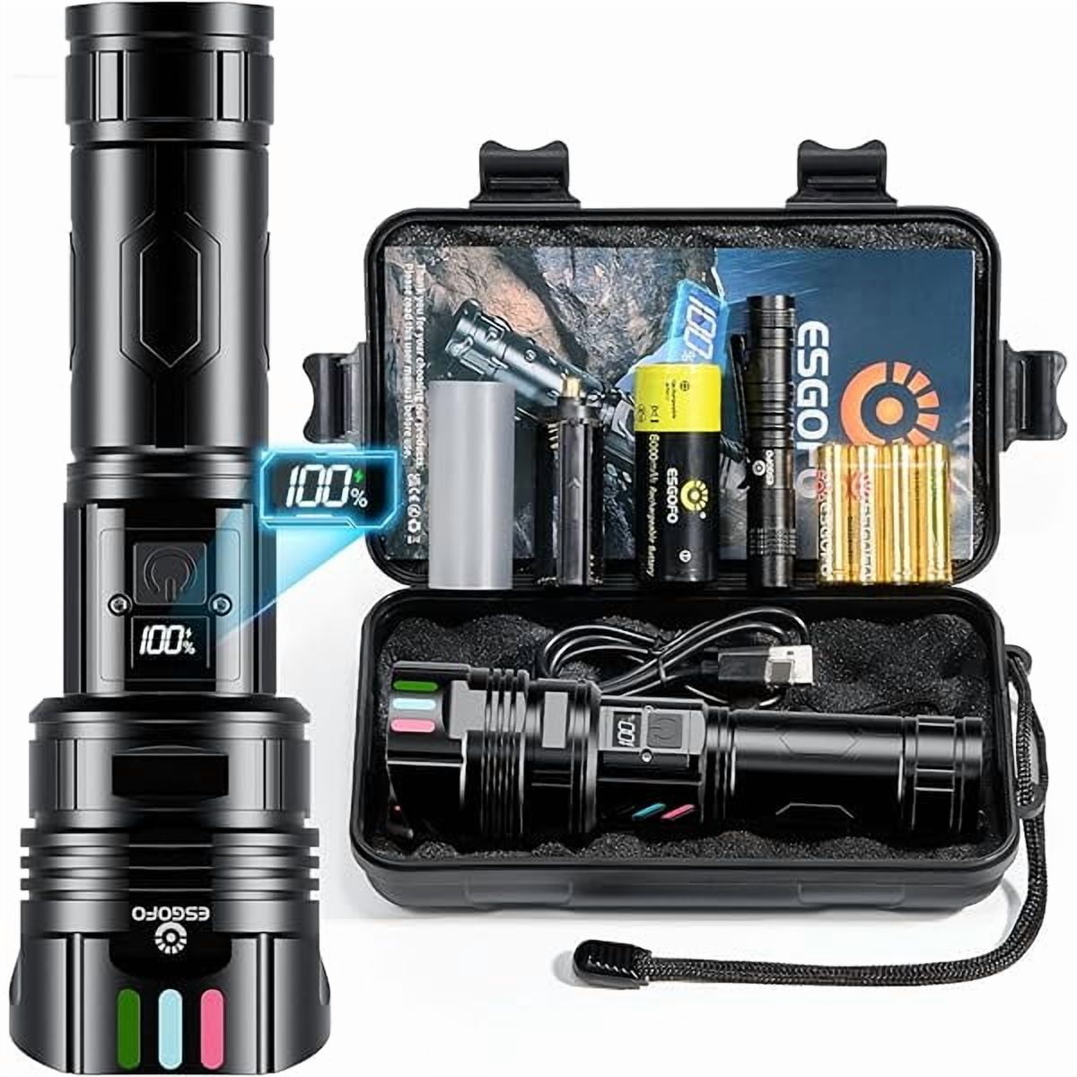 ZCSuper Bright Flashlight 1000000 High Lumens Rechargeable,Powerful Long Distance 3280ft Strong LED Flash Lights,Long Lasting 10H LCD Digital USB Discharging Function,Focus & Brightness Adjustable