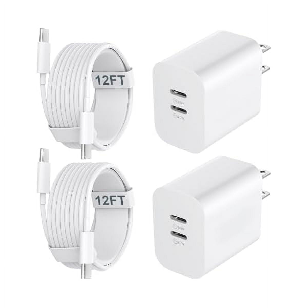 ZCUSB C Charger Block for Phone 15 Pro Max,20W Type C Charger with 12FT Long USB C to C Fast Charging Cord Cable Compatible for 15 Pro Max/15 Pro/15 Plus/15/Android Phone