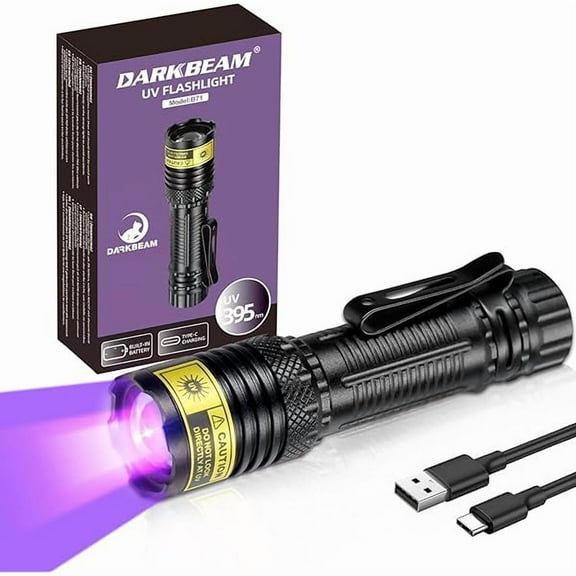 ZCUV Flashlight 395nm Black Light, Mini but Powerful Blacklight USB- C LED Rechargeable, Focusable Woods Lamp Water Resistant, Detector for Pet Urine, Uranium Glass&Leak Detection, Curing Resin