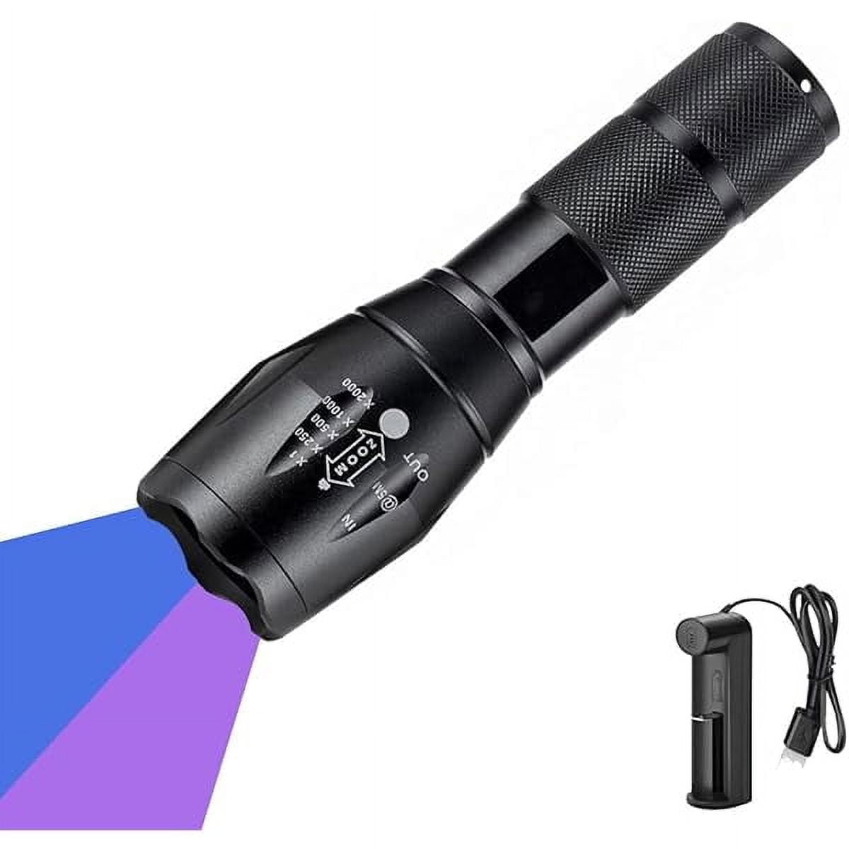 ZCUV Flashlights Rechargeable, Ultraviolet Flashlight 365nm & 395nm Double UV Light Source Blacklight Flashlight Torch 2 in 1 Zoomable for Detect Pet Urine Stains Scorpions Art Photography