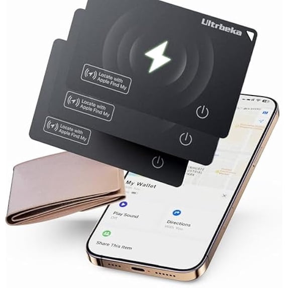 ZCUltra-Thin Air Tag Wallet Tracker Card 0.07in IP68 Waterproof Bluetooth Tracker for Wallets, Passport, Work with Apple Find My, Wireless Charging, Card Locator iOS Only [Apple MFi Certified]- 3pcs