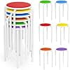 ZCXP 18 Inch Padded Stacking Stools, White Metal Round Nesting Stools, Portable Multifunctional Chairs for Home Kitchen Classroom Indoor Outdoor Party, Pack of 6