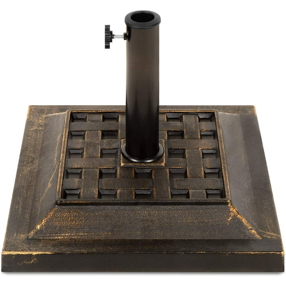 ZCXP 26lb Heavy-Duty Bronze Square Patio Umbrella Stand Alloy Steel Base for 1.5"-1.75" Poles