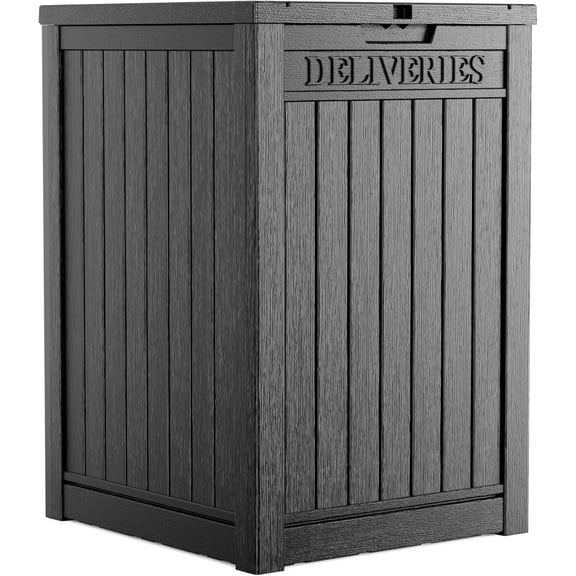 ZCXP 55 Gallon Black Resin Delivery Box Lockable Waterproof Outdoor Package Storage Box For Porch Patio Curbside