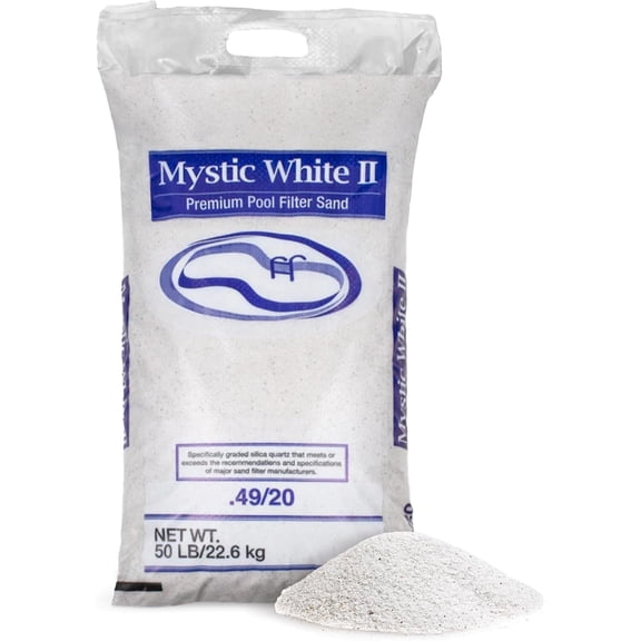 ZCXP Mystic White II Pool Filter Silica Sand 50LB Bag, High Purity White Filter Sand for Above Ground & Inground Swimming Pool Filter Pump System