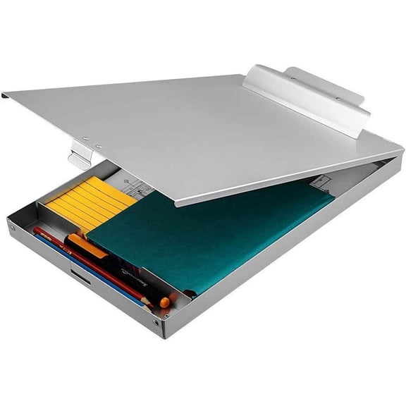 ZCZN Recycled Aluminum Storage Clipboard, Clipboard Box, Form Holder, Suitable for School, Office, Jobsite or Medical Staff, 9.25 x 13.78 Inches, Silver