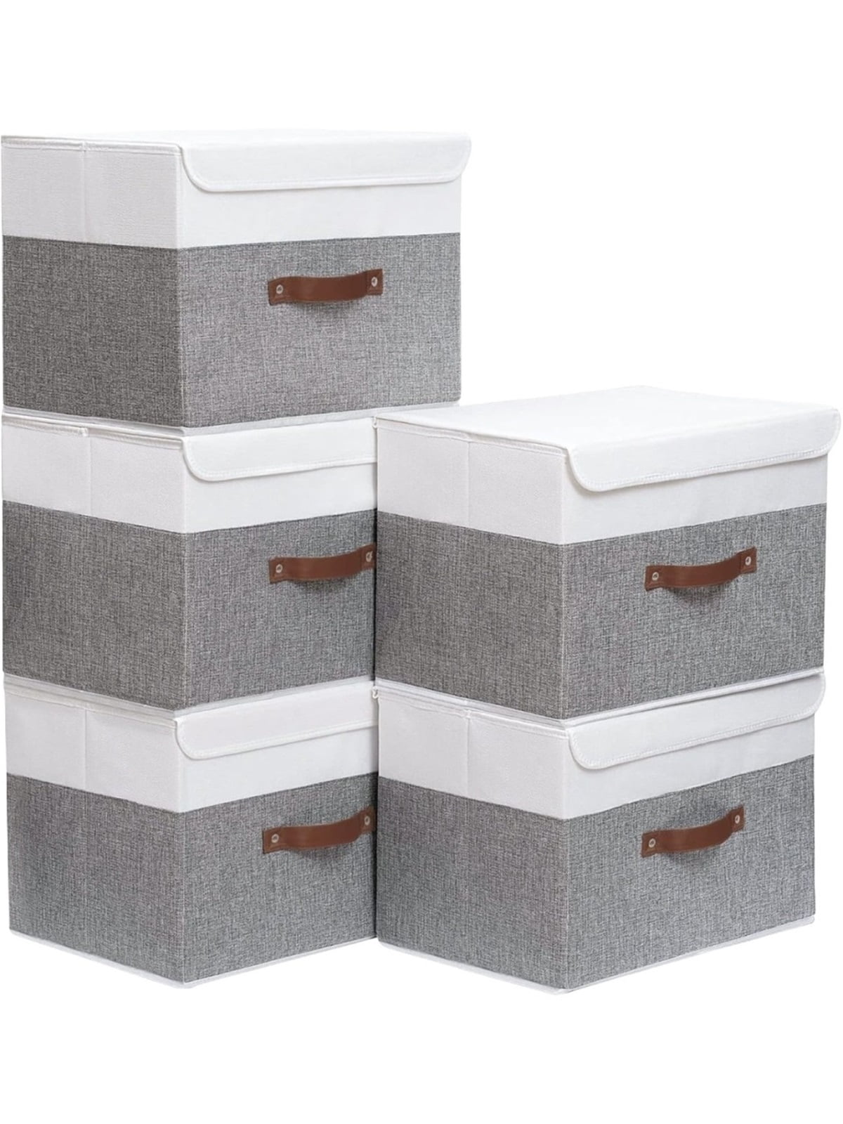 ZD 25 Quart Storage Boxes with Lids, Linen Fabric Storage Bin Cube ...