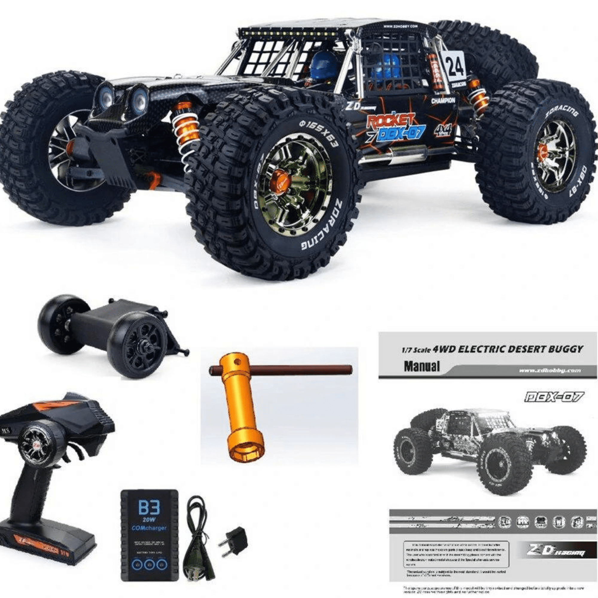 ZD Racing DBX 07 1/7 4WD 80km/h Fast Brushless RC Car 6S Vehicles Desert Monster OffRoad Models