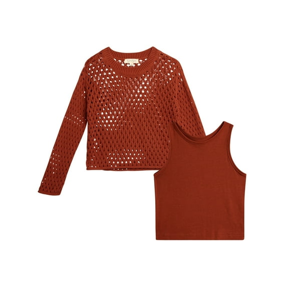 Jessica Simpson Girls' Sweater and Tank Top Set, 2-Piece, Sizes 4-6X