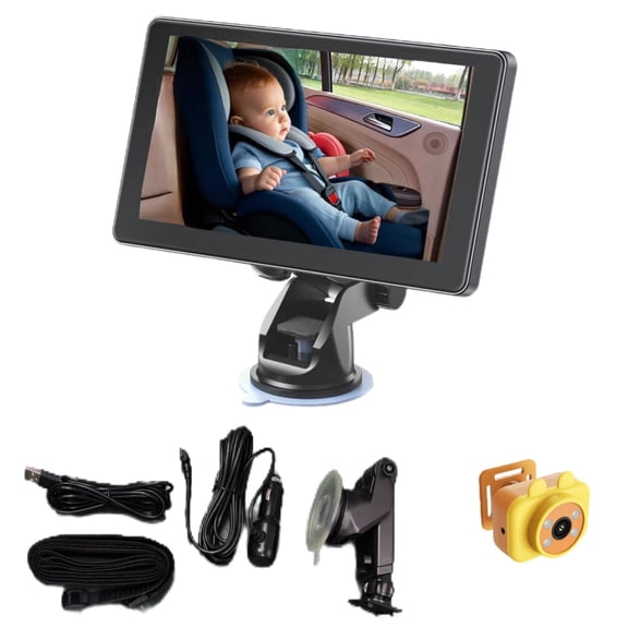 ZD23 Baby Car Camera - 2K 7-inch Touch Monitor, 105 FOV, IR Night Vision. Effortless Type-c USB Install, Rotatable for Backseat View. Ideal Baby Car Seat Camera with G-Sensor (Yellow)